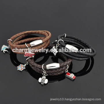 Personalized Leather Cuff Fashion stainless steel Bracelet for Women Wholesale SW-LB021